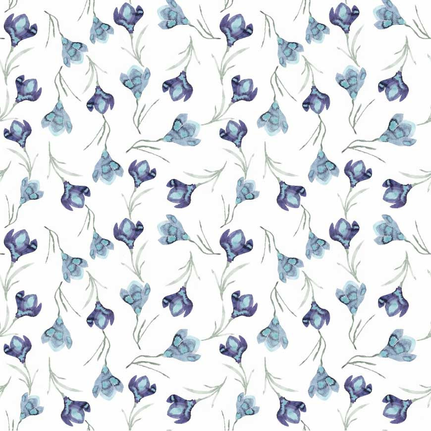 Bettgarnitur Duvet Satin Blau mit Lila Blume