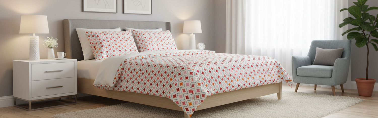 Bettgarnitur Duvet Satin Blau mit 4 Ecksterne